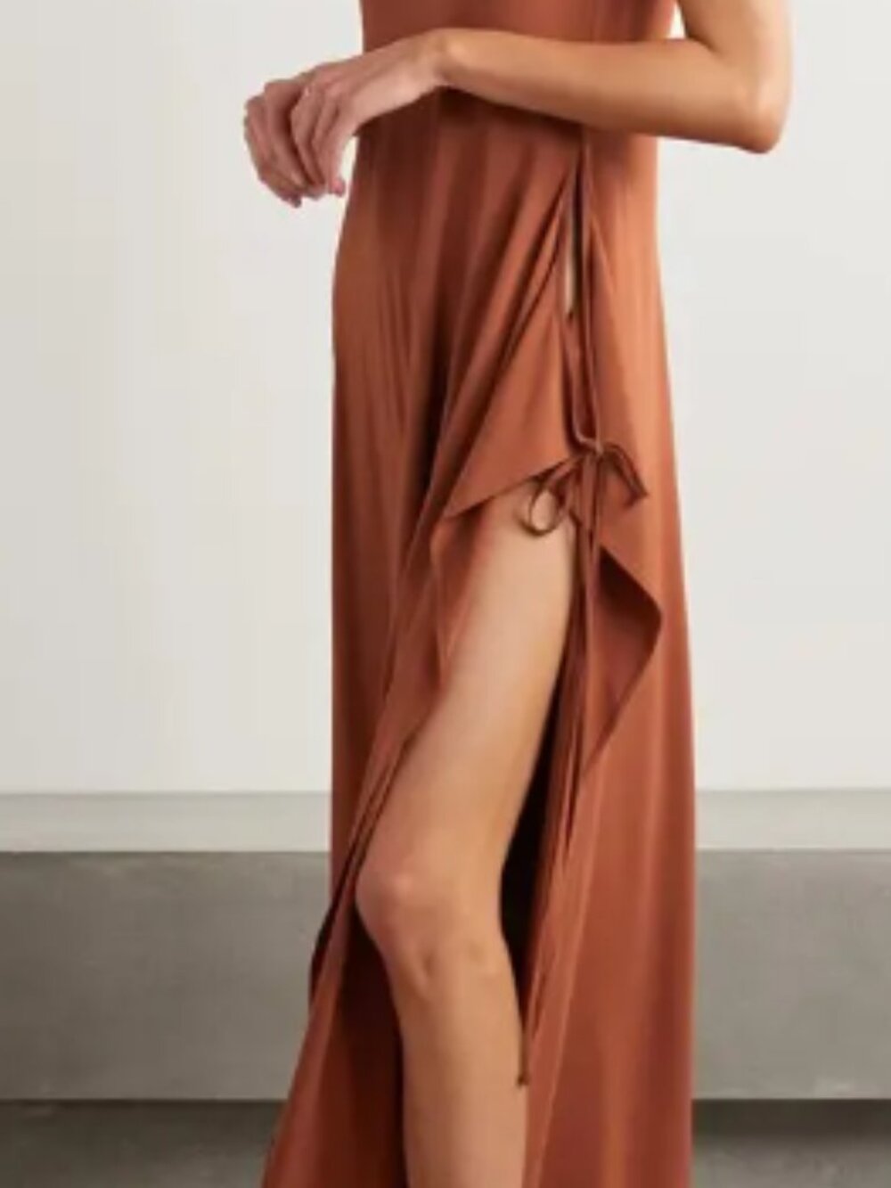 Max Mara Beachwear Ranch Stretch Jersey Maxi Dress Brown Size Small NWT